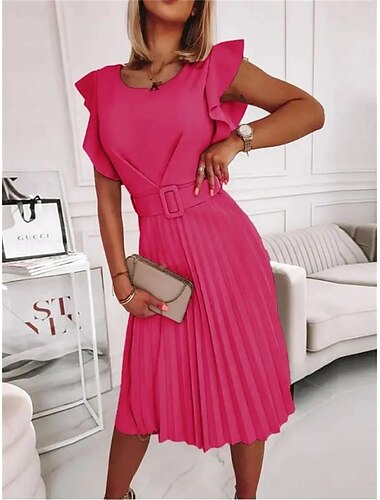  Robe mini femme robe en A robe blazer robes de travail cocktail travail ajustement régulier graphique sans manches col rond rose clair rose rouge vert été