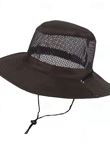  Atmungsaktiver Sommer-Sonnenhut für Herren, faltbarer Fischerhut mit breiter Krempe und Netzgewebe, UV-Schutz-Angelhut für Camping-Wanderungen