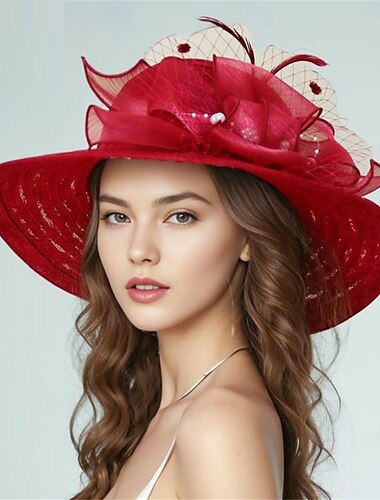  Hüte Organza Sonnenhut Hochzeit Ferien Teegesellschaft Pferderennen Cocktail Elegant Vintage Niedlich Mit Blumig Kopfschmuck Kopfbedeckung