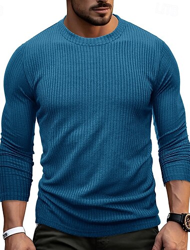  Bărbați Tricou Tricouri Tee Top Tricou cu maneca lunga Manșon Lung Stil Nautic Primăvară Toamnă Simplu Modă Designer De Bază Jacquard Vacanță Stradă Ieșire Alb Albastru piscină Verde Militar Top