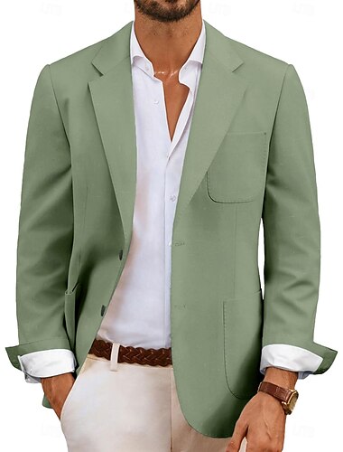  Veste de blazer pour homme Veste de sport mode décontractée unie bleu ciel sauge coupe standard à boutonnage simple à deux boutons