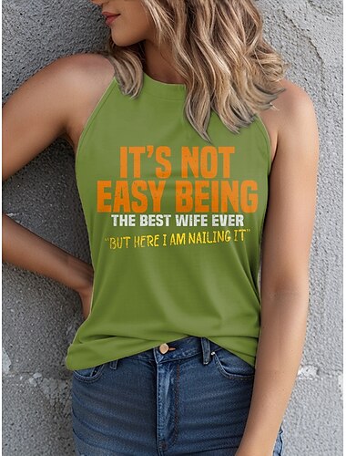  Damen Camisole-Tanktop Grafik Buchstabe Stilvoll Lässig Ärmellos Rundhalsausschnitt Normale Oberteile Täglich Druck Schwarz Rosa Blau Grün Sommer