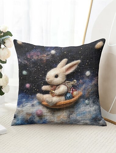  Niedlicher Hase Dekorative Toss Kissenbezug 1PC Weicher quadratischer Couchkissenbezug Kopfkissenbezug für Schlafzimmer Wohnzimmer Sofa Stuhl