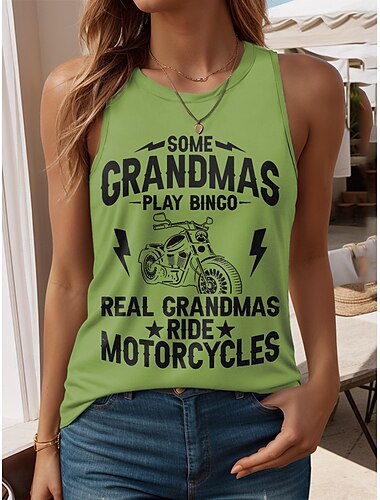  Damen Camisole-Tanktop Grafik Buchstabe Stilvoll Lässig Ärmellos Rundhalsausschnitt Normale Oberteile Täglich Druck Schwarz Rosa Blau Grün Sommer