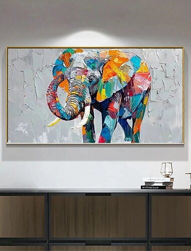  olieverfschilderij abstract olifant schilderij op canvas handgemaakt extra groot abstract kunst dieren schilderij overmaat olifant textuur schilderij dieren kunst groot canvas dieren schilderij
