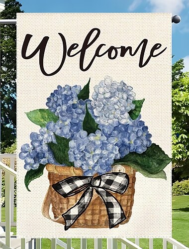  Willkommen Frühling Sommer Gartenflagge 12x18 Zoll Polyesterfaser Blumengartenflagge Outdoor Haus Hof