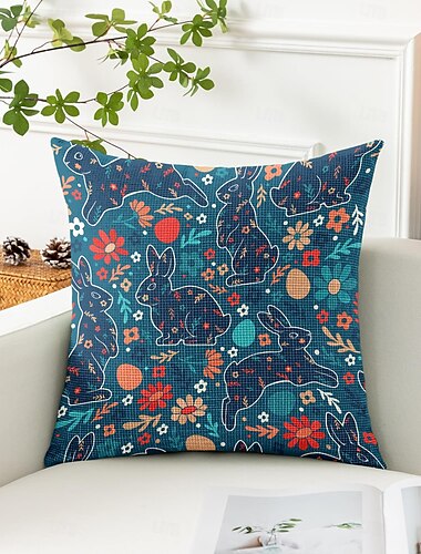  Osterhase Eier dekorative Wurfkissenbezug 1PC weicher quadratischer Couchkissenbezug Kissenbezug für Schlafzimmer Wohnzimmer Sofa Stuhl