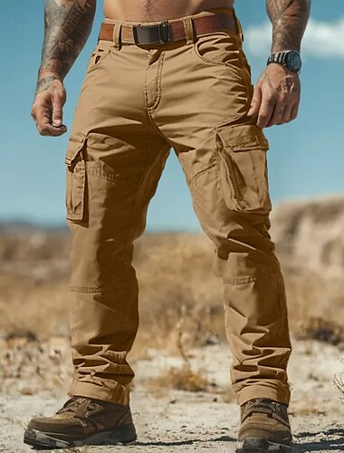  Herr Militärbyxor Cargo byxor Arbetsbyxor Vandringsbyxor Flera fickor Rakt ben Slät Fuktabsorberande Bärbar Fullängd Utomhus Dagligen Camping och vandring Mode Streetwear Svart Armégrön
