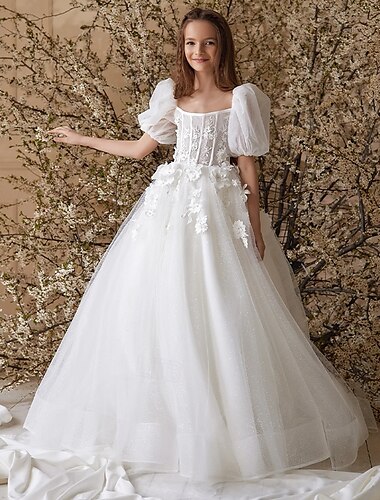  Ballkleid Knielang Blumenmädchenkleid Quinceañera Gefrorene Elsa Mädchen Süßes Ballkleid Tüll mit Gerafft Königlicher Stil Tutu Fit 3-16 Jahre
