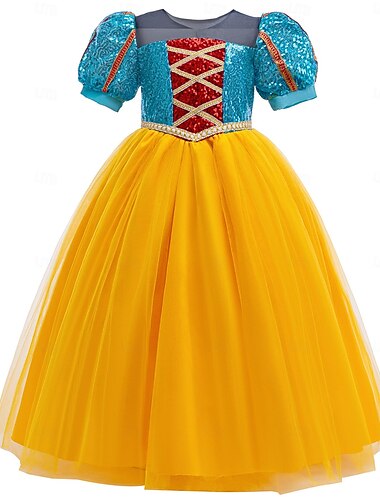  Blanc de neige Princesse Fée Robe Costume de cosplay Robes en tulle Costume de Carnaval S'habiller Cosplay de Film for Fille Enfant Halloween Carnaval Journée mondiale du livre Performance Soirée