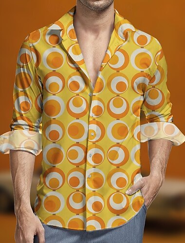  Retro vintage Jaren '70 Hemd Aloha-shirt Hippie Meetkundig Voor heren Maskerade Feest Alledaagse kleding Prideparade Volwassenen Hemd