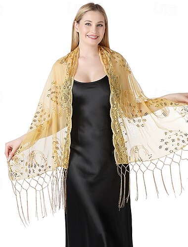  Retro vintage Roaring jaren '20 Jaren 1920 sjaal wrap Omslagdoeken The Great Gatsby Flapper Girl Pailletten Zoom Dames Halloween Carnaval Bruiloft Avond Feest Maskerade Volwassenen Sjaal