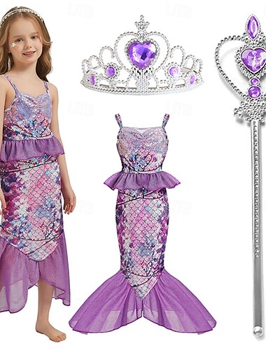  Malá mořská víla Princeznovské Mořská panna Šaty Téma Party Kostým cosplay Filmové kostýmy for Dívčí Dětské Karneval Plesová maškaráda Párty Dovolená