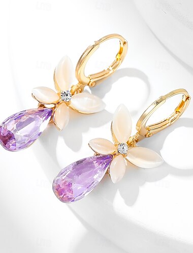  Damen Hellpurpur Ohrring Geometrisch Blume Stilvoll Einfach Ohrringe Schmuck Violett Für Party Festtage 1 Paar