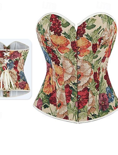  Rococo Overbust Corset Masquerade Overbust Corset Cosplay Tummy Control Push Up Jacquard Jacquard Women's Royal Masquerade Party Carnival of Venice Adults' Corset