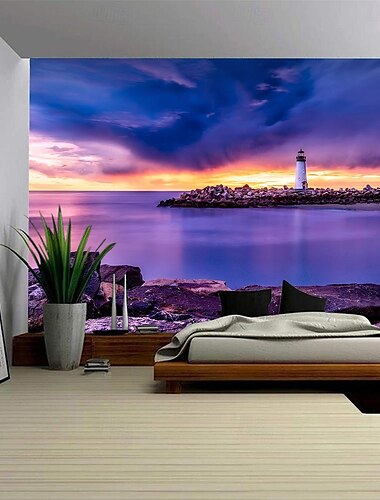  Landschaft Ozean Hängender Wandteppich Wandkunst Großer Wandteppich Wanddekor Fotografie Hintergrund Decke Vorhang Haus Schlafzimmer Wohnzimmer Dekoration Licht Handtuch