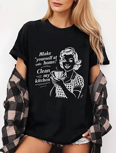  T-shirt Affiche rétro Fille rétro Graphique Pour Femmes Adulte Mascarade Gaufrage à chaud Décontracté Quotidien