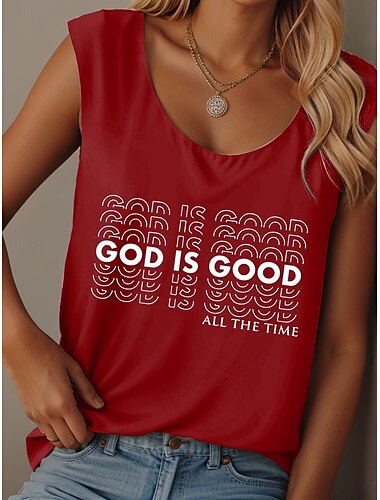  Damen Camisole-Tanktop Grafik Buchstabe Lässig Ärmellos Rundhalsausschnitt Normale Oberteile Täglich Druck Schwarz Rosa Rote Blau Sommer Drunk