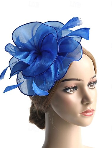  Fascinator Polyester Fedora-Hut Schlapphut Schleierhut Ferien Teegesellschaft Kentucky Derby Pferderennen Cocktail Elegant Vintage Niedlich Mit Feder Unifarbe Kopfschmuck Kopfbedeckung