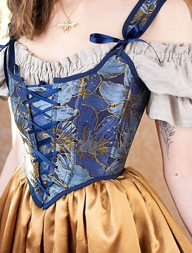  Rétro Vintage Epoque Médiévale Renaissance Corset Veste Bustier Femme Celtique Fantaisie Halloween Carnaval Mascarade Soirée Casual Quotidien GN Adulte Corset