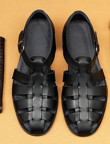  klassische Fischersandalen aus braunem Leder für Herren – vielseitiges Sommerschuhwerk für lässige Ausflüge