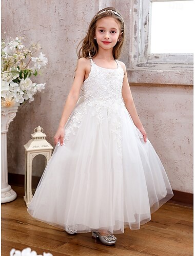  Robe de Soirée Longueur Cheville Robe de Demoiselle d'Honneur Fille 18 ème Anniversaire Sofia Raiponce Filles Jolie robe de bal Tulle avec Appliques Mini mariée Ajustement 3-16 ans