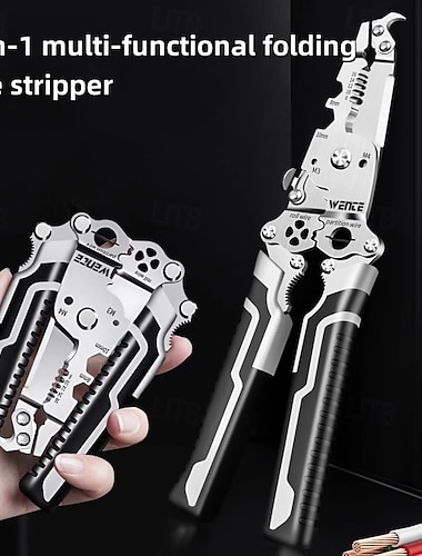  1 st promaster multifunctionele draadstripper snijder opvouwbare metalen tool met haakmes schroevendraaier sleutel snel draadstrippen en knippen elektricien handgereedschap