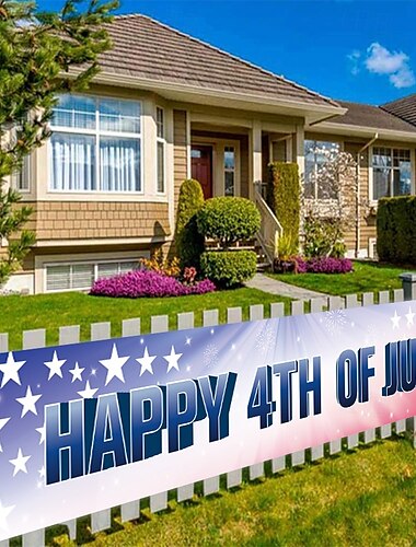 4. Juli Unabhängigkeitstag Amerikanisches Gartenbanner Zeichen Dekorationen Außen Sonnenschirm Grillparty Zubehör Feiertagsdekoration Innensammlung