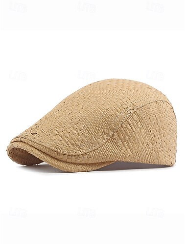  boné de palha respirável masculino – chapéu de jornaleiro vintage leve para o verão, boné gatsby ivy clássico para uso casual, praia, atividades ao ar livre e viagens