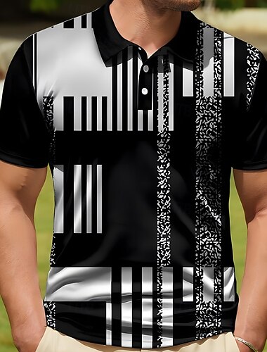  Miesten Väripalikka Polo Lyhythihainen Poolopaidat Kauluspaidat Vapaa-aika Koulu ulko- Arki-asut Koti vaatteet Napit 3D-tulostus Kesä Kevät Syksy Musta