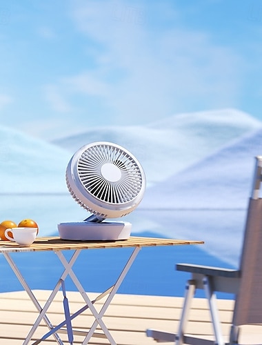  Ventilador de escritorio portátil recargable de 7 pulgadas con puerto USB, pequeño ventilador de escritorio plegable con luz LED, 3 velocidades de viento y gancho, ventilador de viaje personal