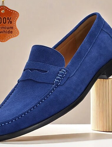  Homme Mocassins & Slip-Ons Chaussures habillées Mocassins de confort Mocassins Penny Daim Cuir de vache pleine fleur italien Confortable Antidérapant Mocassin Noir Bleu Café
