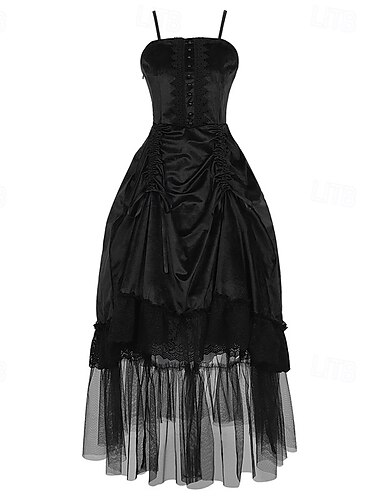  Punk & Gothic Mittelalterlich Cocktailkleid Kleid Maskerade Abschlussballkleid Hexe Dame Outlander Damen Walpurgisnacht Halloween Karneval Maskerade Party Halloween Erwachsene Kleid