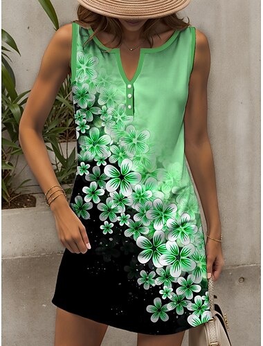  Damen Mini Kleid Freizeitkleid Petite Kleid Sommerkleid Elegant Urlaub Freizeit Urlaub Täglicher Urlaub Regular Fit Ombre Floral Ärmellos V-Ausschnitt Lila Sommer Frühling