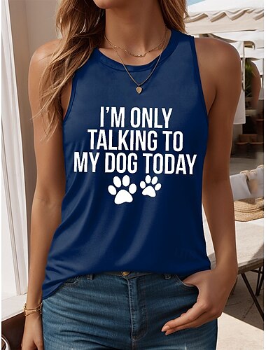  Damen Camisole-Tanktop Grafik Buchstabe Stilvoll Lässig Ärmellos Rundhalsausschnitt Normale Oberteile Täglich Druck Schwarz Blau Purpur Grün Sommer