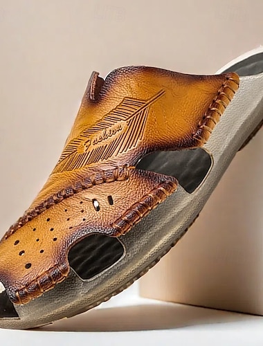  Sandales d'extérieur en similicuir pour hommes avec semelle robuste et design respirant – chaussures confortables pour la randonnée et les vêtements décontractés