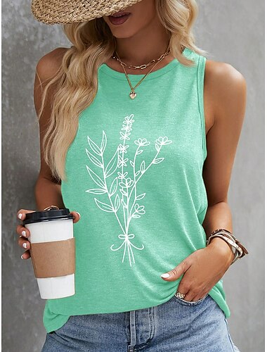  Damen Camisole-Tanktop Grafik Buchstabe Stilvoll Lässig Ärmellos Rundhalsausschnitt Normale Oberteile Täglich Druck Weiß Rosa Orange Grün Sommer