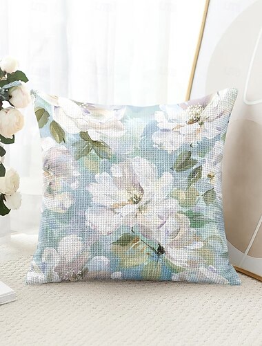  Funda de Almohada Decorativa Floral 1PC Suave Cuadrada Funda de Cojín para Sofá de Dormitorio Sala de Estar Sillón Primavera Verano