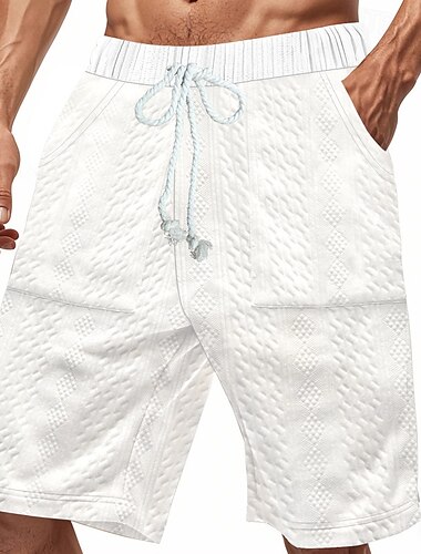  Herren Sweat-Shorts Shorts Bermudashorts Freizeitshorts Tasche Kordelzug Elastischer Bund Einfach Komfort Atmungsaktiv Knielang Lässig Täglich Fitnessstudio Sport Athleisure Schwarz Weiß