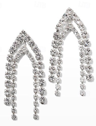  Damen Kreolen Quaste Kostbar Erklärung Diamantimitate Ohrringe Schmuck Silber / Golden Für Hochzeit Party 1 Paar
