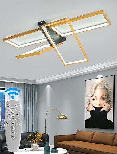  Moderne Deckenleuchte LED dimmbar Stereo 2 Kopf 4 Kopf quadratische Deckenleuchte mit Fernbedienung Wohnzimmer Esszimmer AC110V AC220V