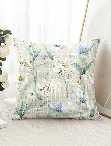  Florale pastorale dekorative Wurfkissenbezug 1PC weicher quadratischer Sofakissenbezug Kopfkissenbezug für Schlafzimmer Wohnzimmer Sofa Stuhl