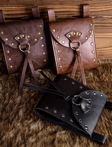  Retro Antiguo Medieval Renacimiento bolsa Bolsa de dados Cinturón Deportivo Pirata Vikingo Ranger Unisexo Pirata Fantasía Steampunk Víspera de Todos los Santos Carnaval Rendimiento Fiesta LARP Adulto