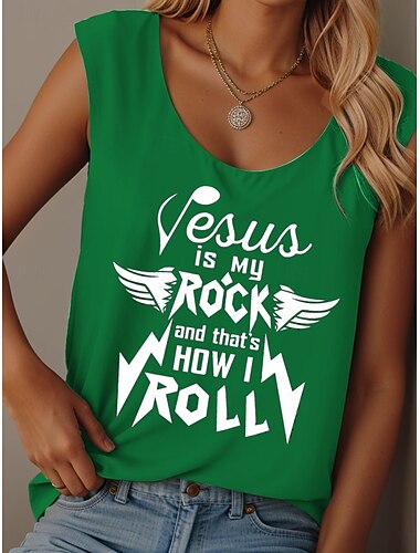  Damen Camisole-Tanktop Grafik Buchstabe Lässig Ärmellos Rundhalsausschnitt Normale Oberteile Täglich Druck Schwarz Rote Blau Grün Sommer