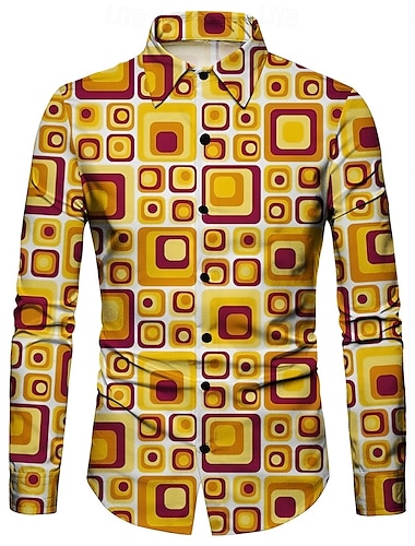  Retro vintage Jaren '70 Hemd Aloha-shirt Hippie Meetkundig Etnisch Voor heren Maskerade Feest Alledaagse kleding Prideparade Volwassenen Hemd