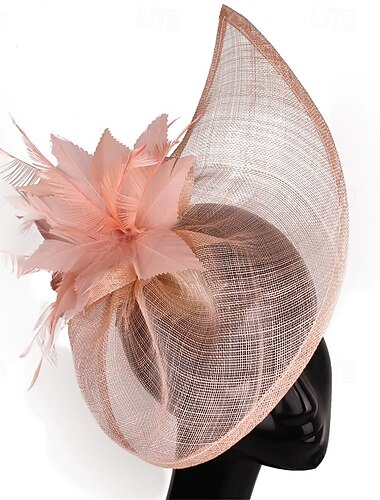  Peça para Cabeça Linho Artificial Penas Casamento Festa de Noite Elegante Casamento Com Penas Capacete Chapéu