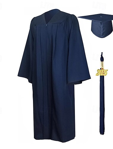  mattes Abschlusskleid, Kappe, Quaste, Set 2025 für High School und Bachelor
