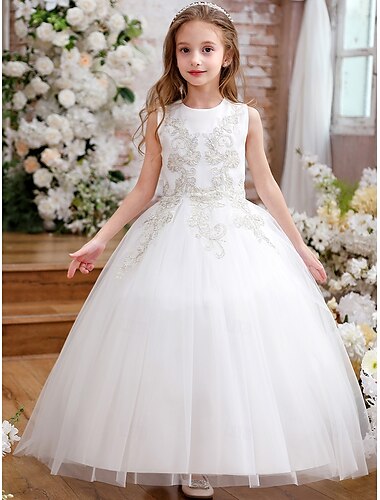  Ballkleid Pinsel Schleppe Blumenmädchenkleid Quinceanera Mädchen Süßes Ballkleid Spitze mit Applikationen Elegant Fit 3-16 Jahre