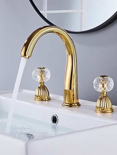  Baño grifo del fregadero - Separado Galvanizado Muy Difundido Dos asas de tres agujerosBath Taps