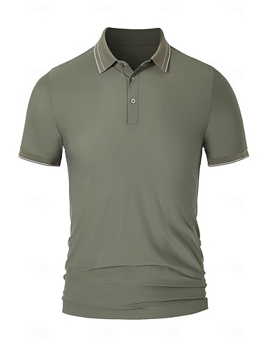  Herren Polo Strick-Polopullover Geschäft Lässig Revers Kurzarm Formell Farbblock Knöpfe Sommer Schwarz Braun Armeegrün Polo